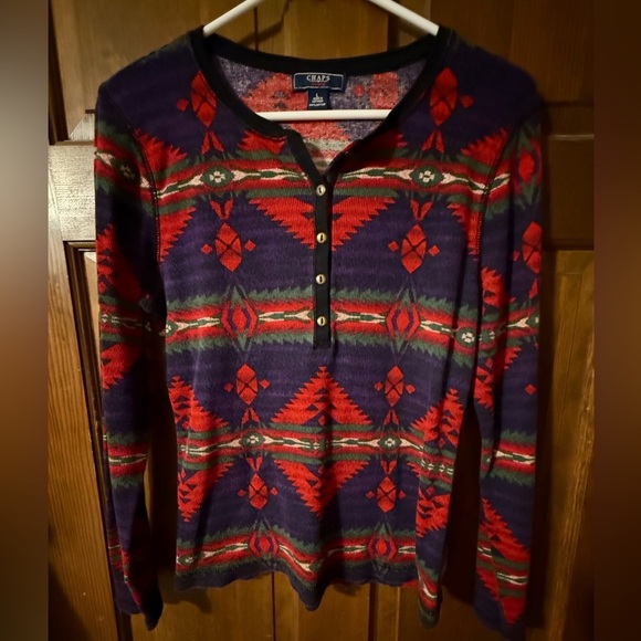 Chaps Tops - Vintage Chaps Denim Ralph Lauren Polo western southwestern print top Large EUC
